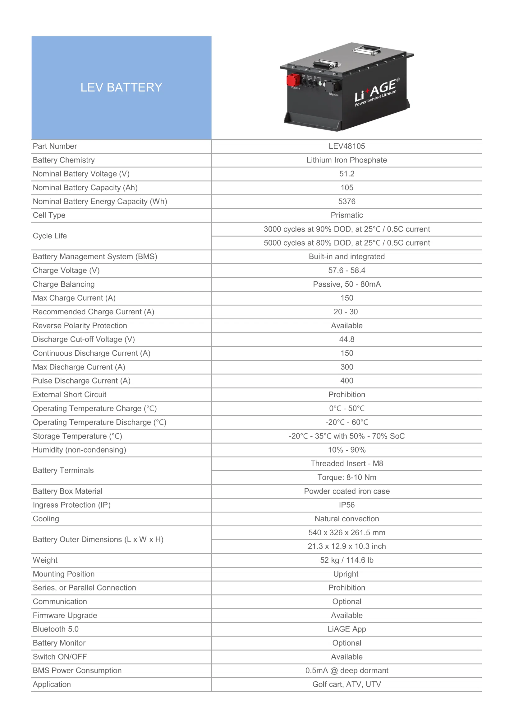 Golf cart battery 48V 105Ah LEV48105.webp